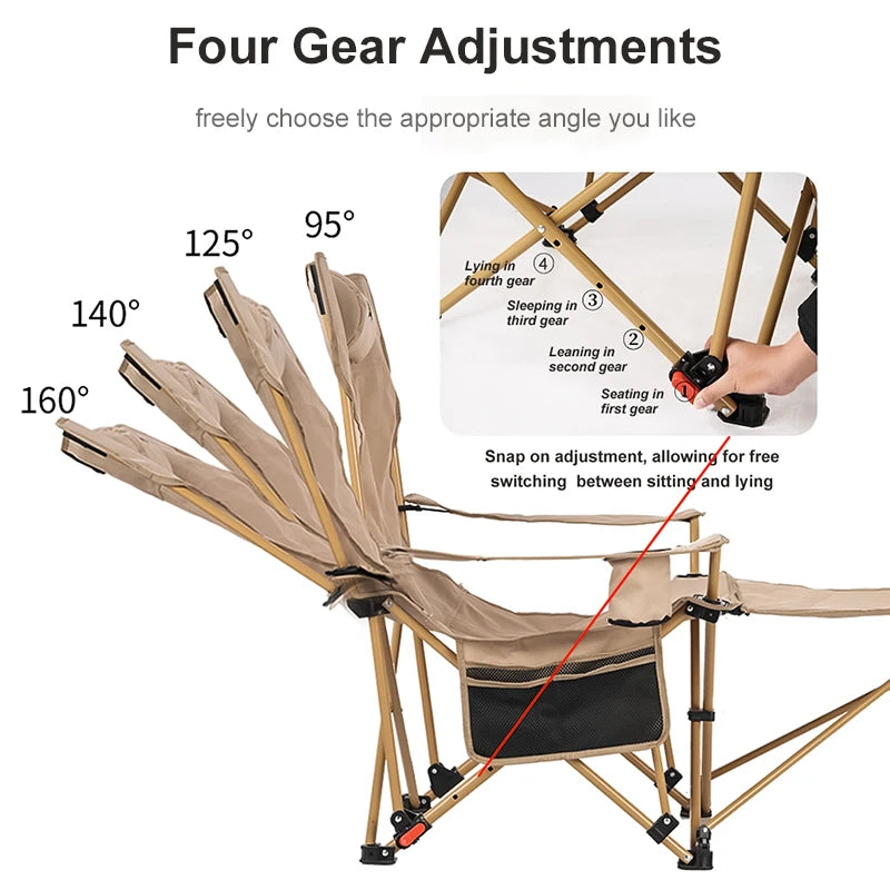 WESTTUNE 2-in-1 Reclining Camp Chair with Footrest