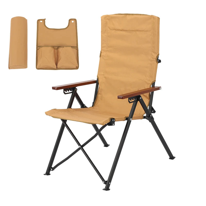 5-Position Reclining Camp Chair with Pillow & Armrests