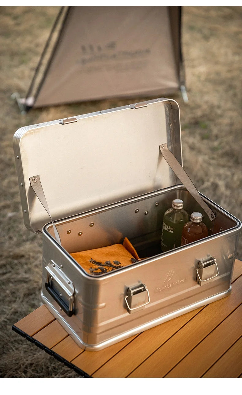 MOUNTAINHIKER 20L 30L 48L 50L 80L Outdoor Storage Box Camping Picnic Travel Aluminum Alloy Large Capacity Box Silver Storage Bag