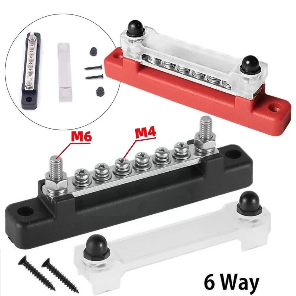 M6 12V Bus Bar 1/4 inch Power Distribution Block 150A Electrical Terminal Block Buss Bar for Truck Boat Car Camper RV