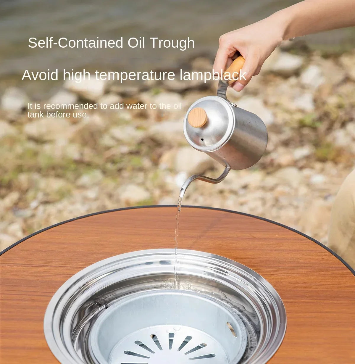Portable Outdoor Barbecue Folding Round Table Camping Charcoal Barbecue Table Courtyard Stove Tea Making Heating Stove Set