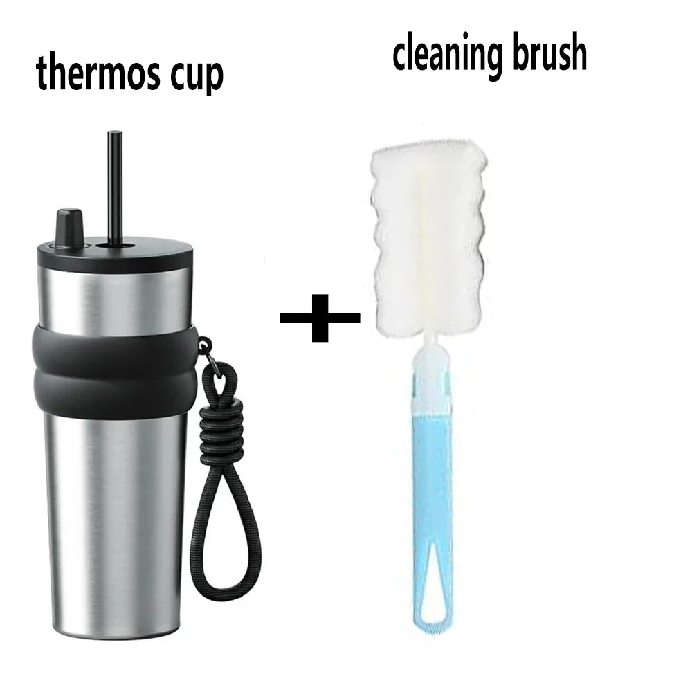 700ml Insulated Travel Thermos with Straw — Leak-Proof