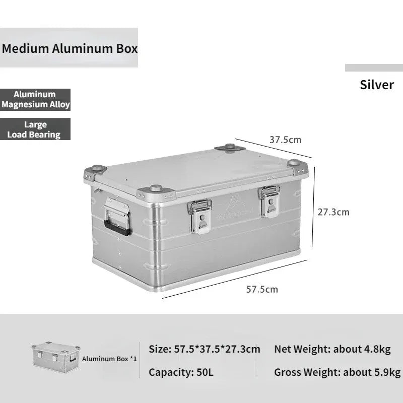 MOUNTAINHIKER 20L 30L 48L 50L 80L Outdoor Storage Box Camping Picnic Travel Aluminum Alloy Large Capacity Box Silver Storage Bag
