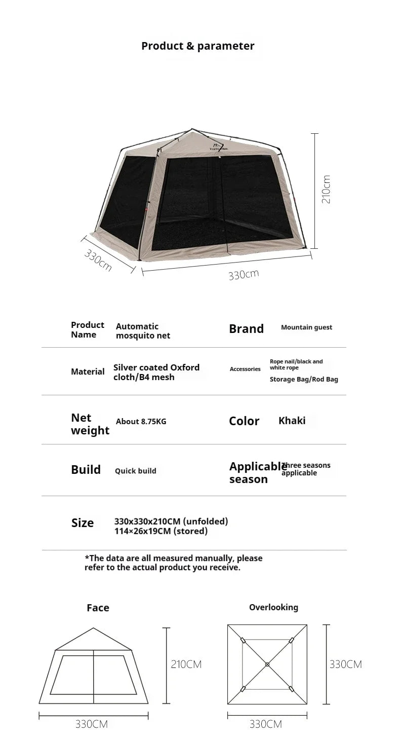 Pop-Up Mosquito Net Awning Tent — Waterproof Beach Shelter