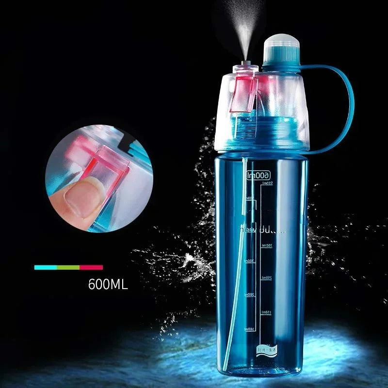 600ml Atomizing Spray Sports Water Bottle