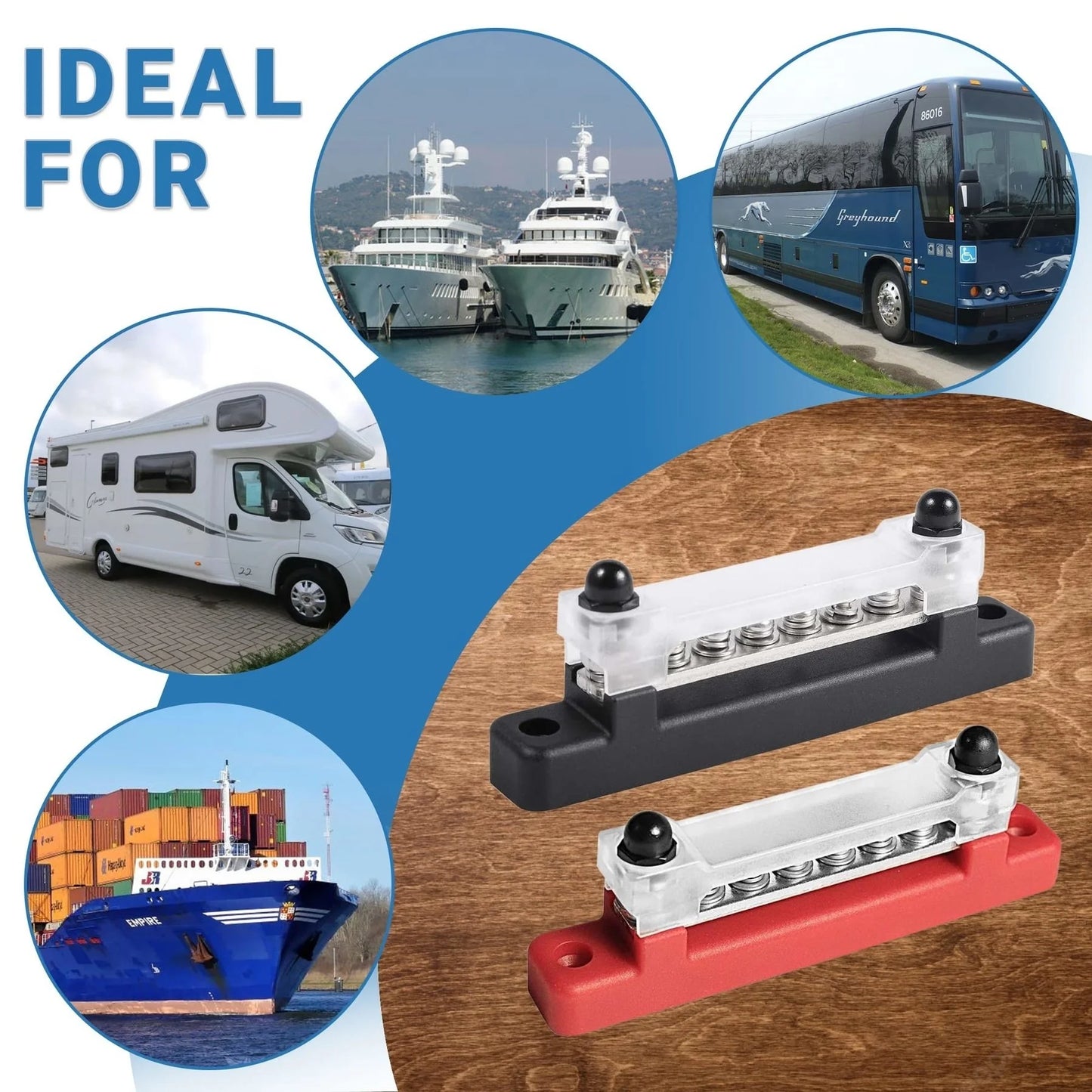 M6 12V Bus Bar 1/4 inch Power Distribution Block 150A Electrical Terminal Block Buss Bar for Truck Boat Car Camper RV