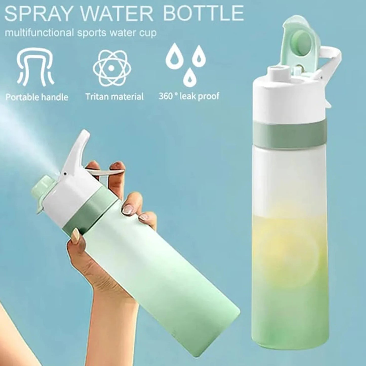 Gradient Spray-Mist Sports Water Bottle