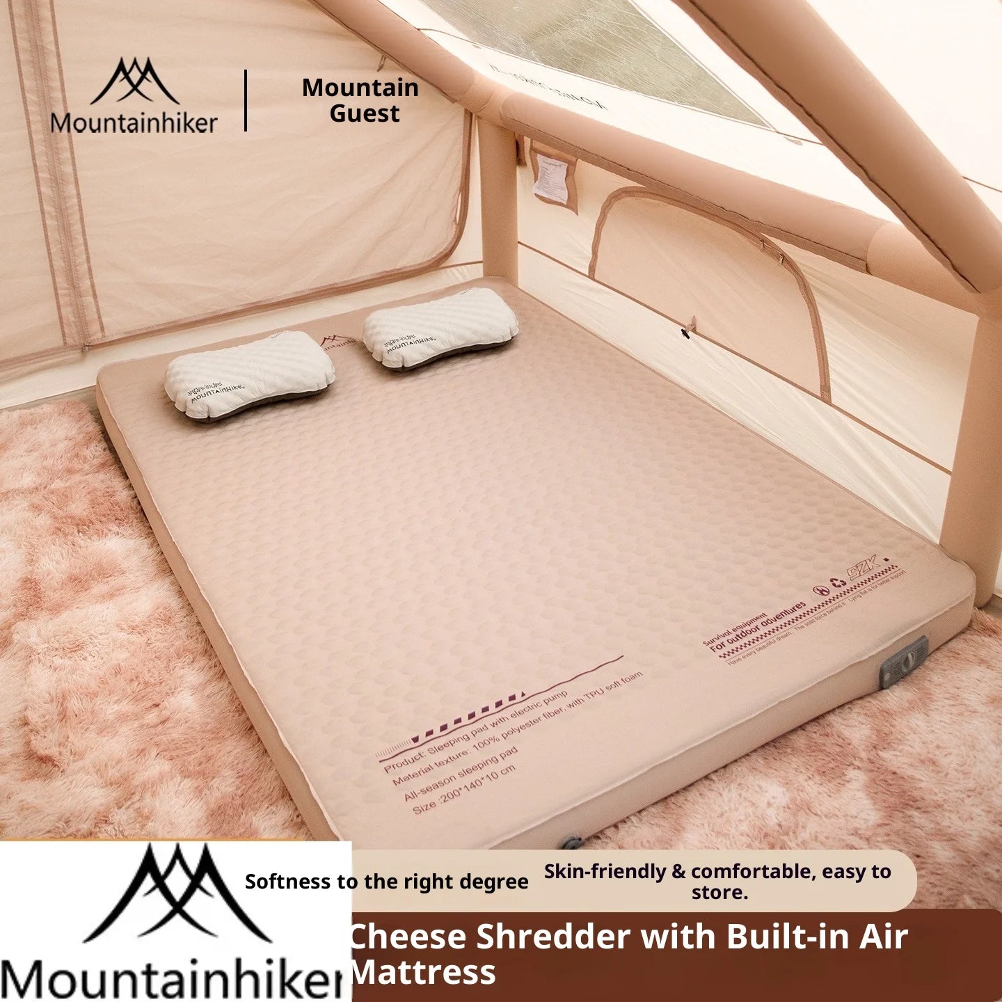MOUNTAINHIKER 10cm Thick Self-Inflating Air Mattress Outdoor Sleeping Pad Available in 2 Sizes and 3 Colors