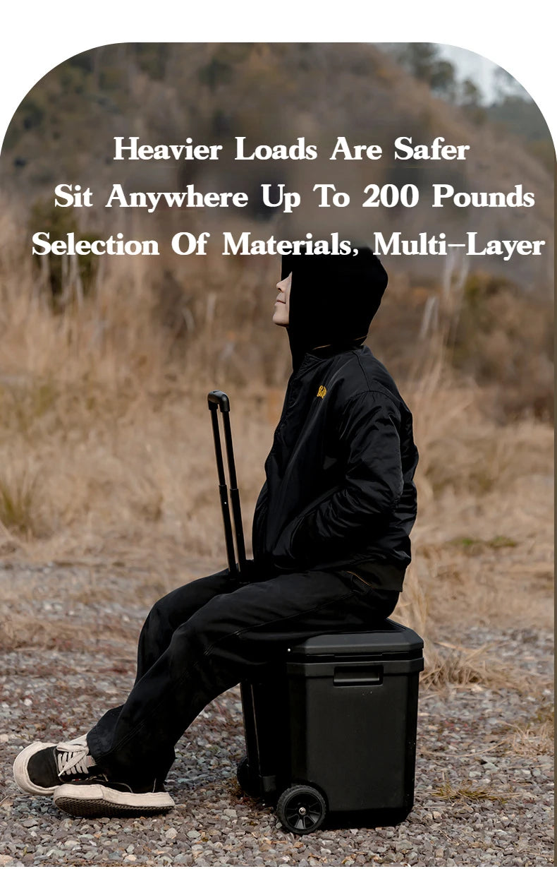 MOUNTAINHIKER 36L Outdoor Refrigerator with Trolley Wheels Incubator Portable Warm Box BBQ Car Pulley Warm Box Refrigerator Box