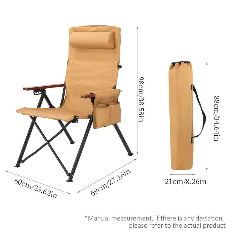 5-Position Reclining Camp Chair with Pillow & Armrests