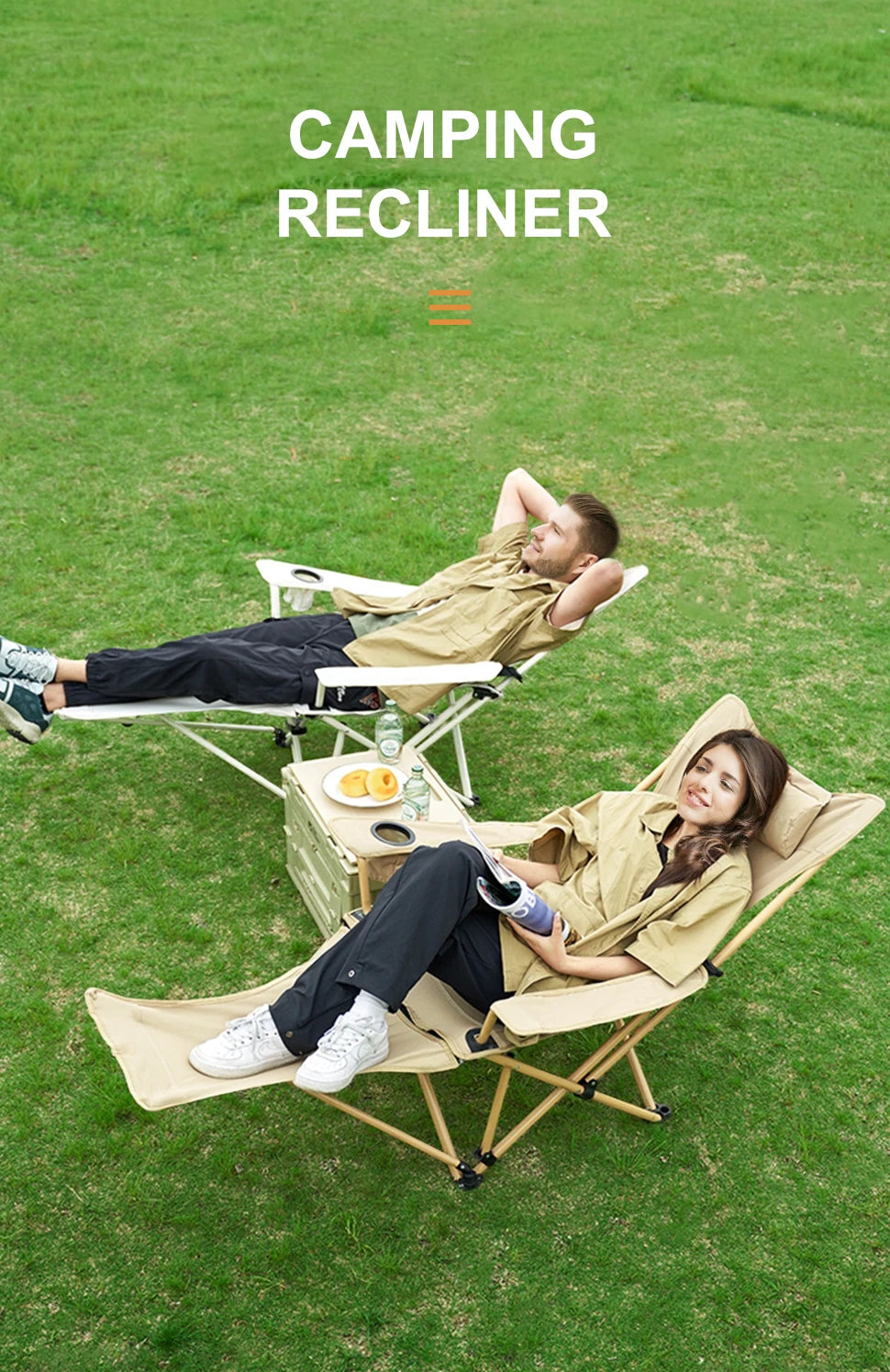 WESTTUNE 2-in-1 Reclining Camp Chair with Footrest