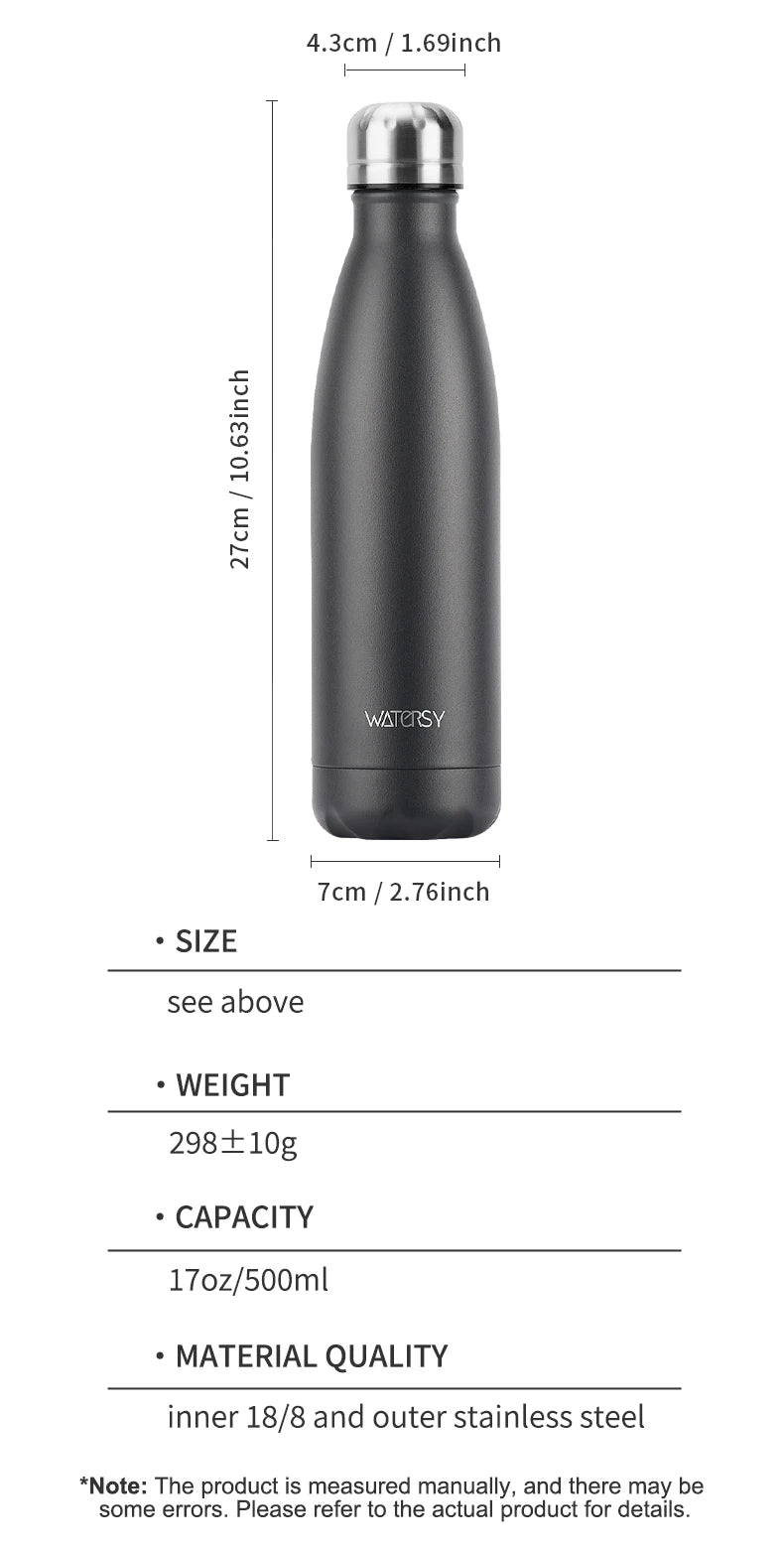 WATERSY 500ml Insulated Stainless Steel Water Bottle