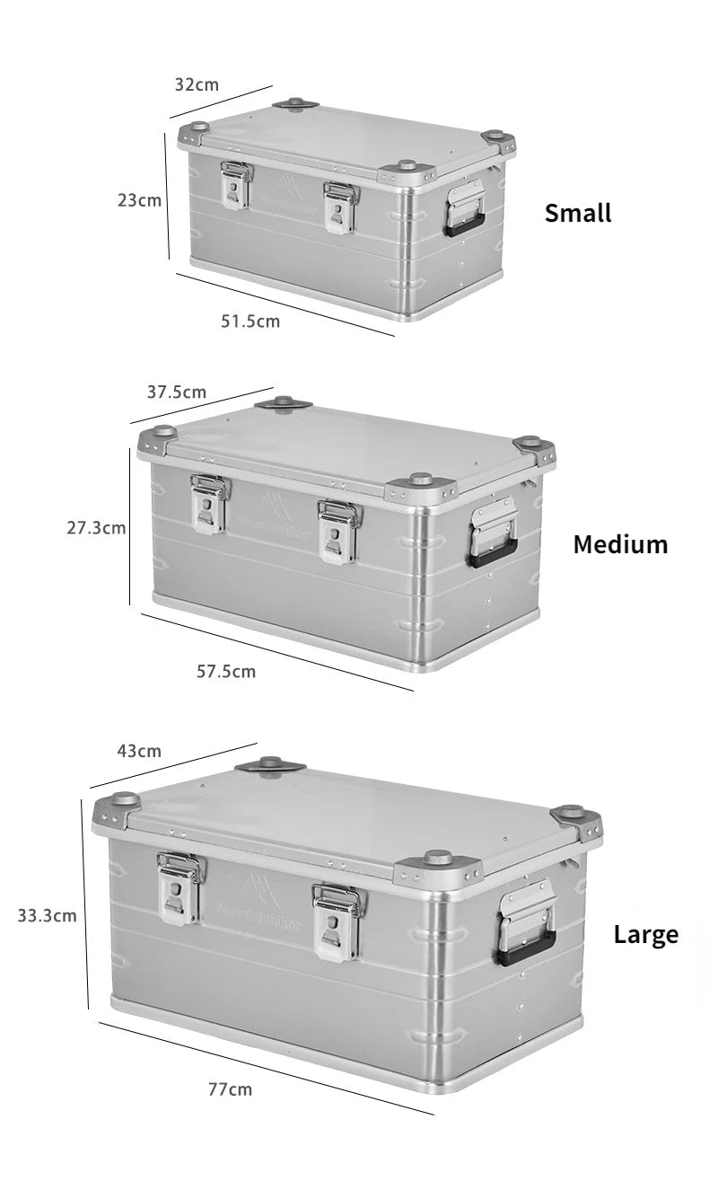 MOUNTAINHIKER 20L 30L 48L 50L 80L Outdoor Storage Box Camping Picnic Travel Aluminum Alloy Large Capacity Box Silver Storage Bag