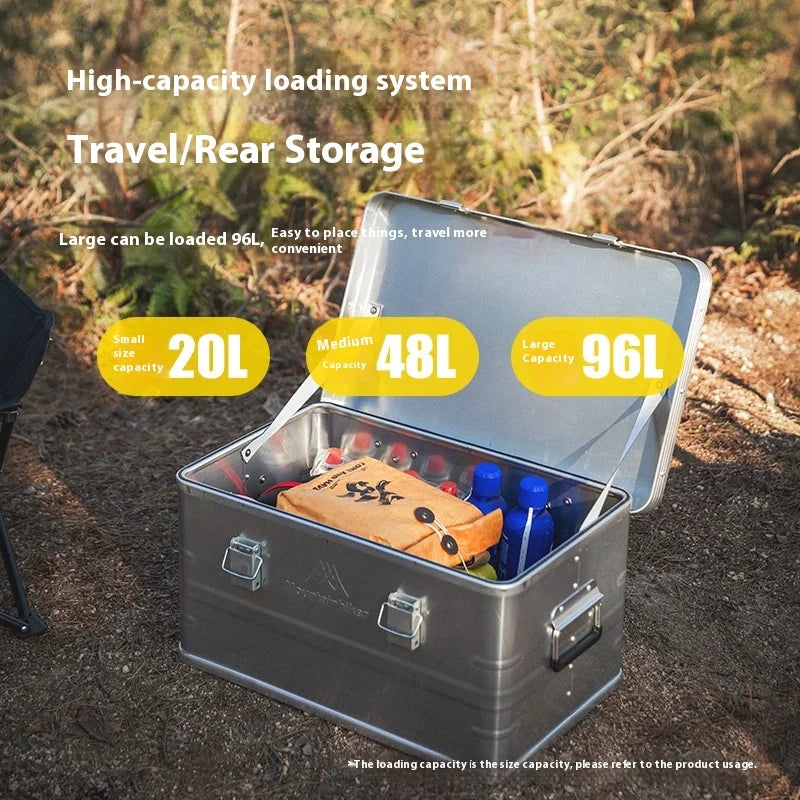 MOUNTAINHIKER 20L 30L 48L 50L 80L Outdoor Storage Box Camping Picnic Travel Aluminum Alloy Large Capacity Box Silver Storage Bag