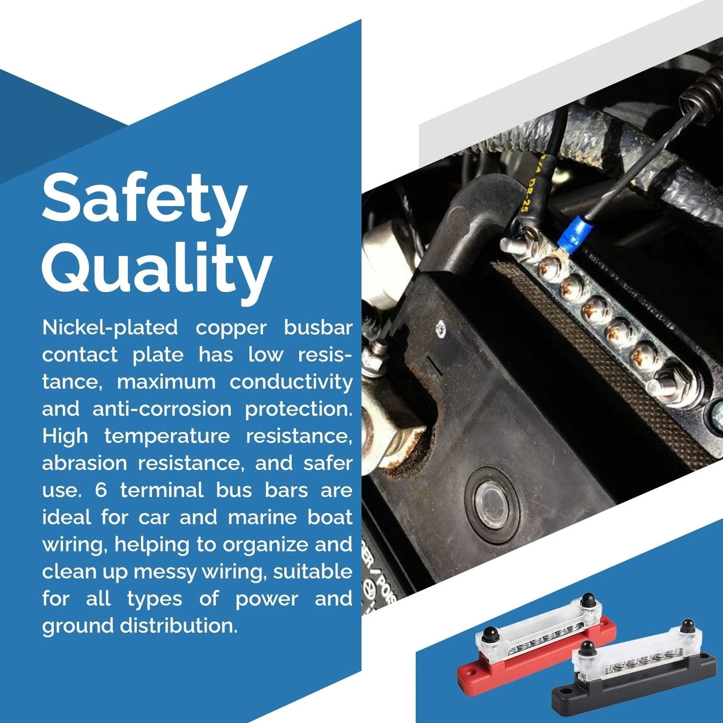 M6 12V Bus Bar 1/4 inch Power Distribution Block 150A Electrical Terminal Block Buss Bar for Truck Boat Car Camper RV