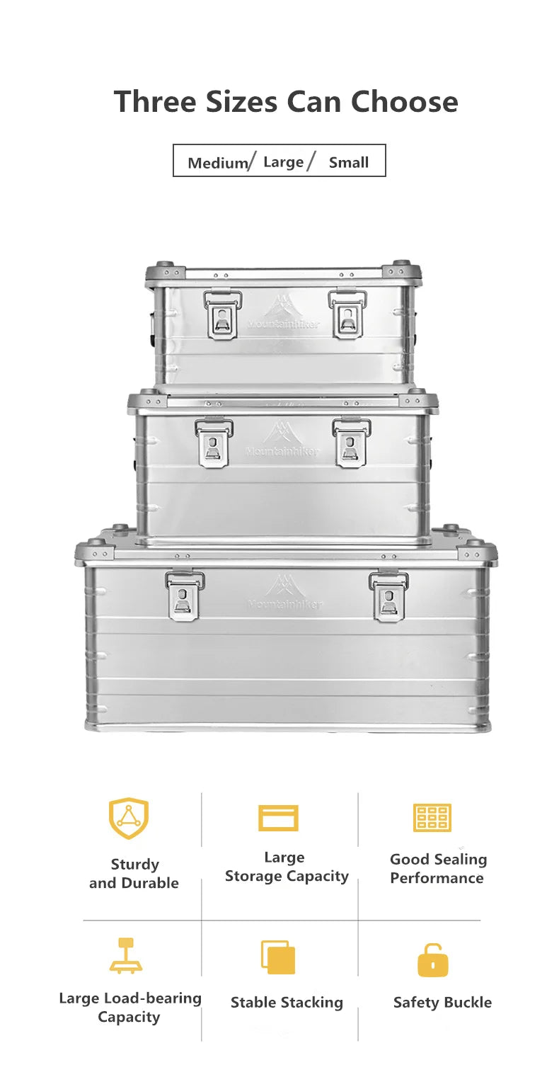 MOUNTAINHIKER 20L 30L 48L 50L 80L Outdoor Storage Box Camping Picnic Travel Aluminum Alloy Large Capacity Box Silver Storage Bag