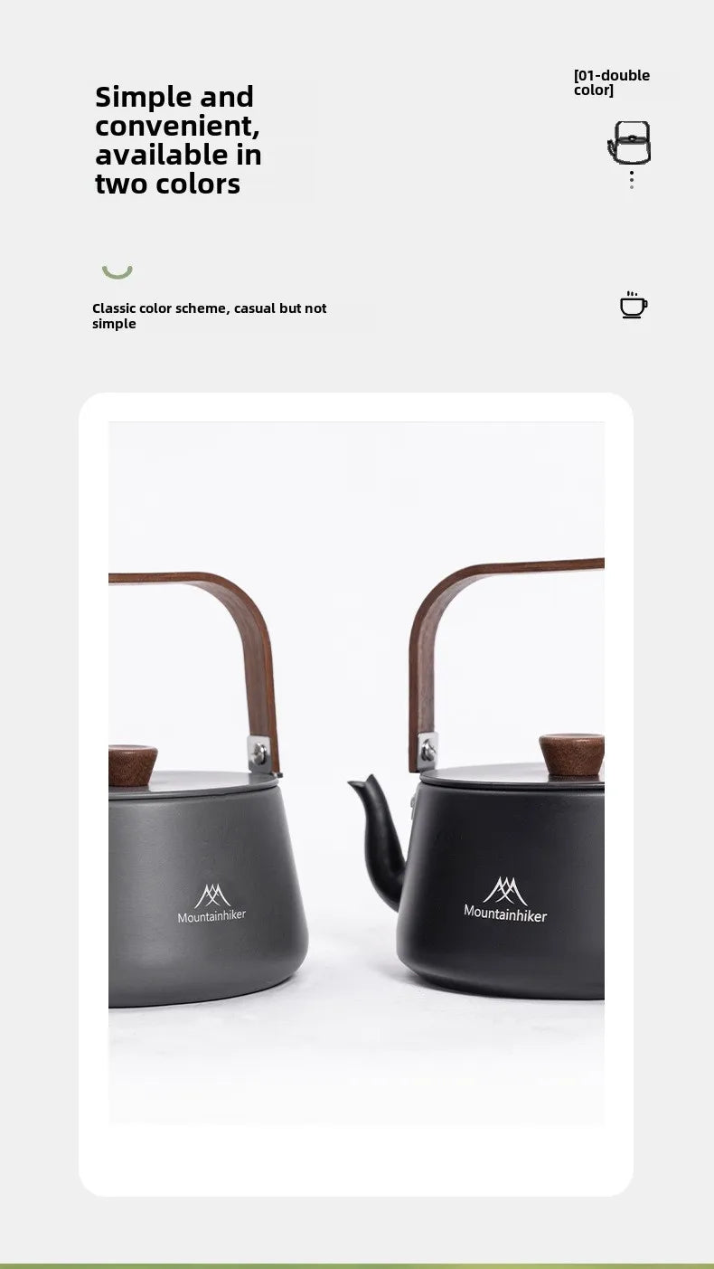 MOUNTAINHIKER Upgrade Camping Style Outdoor Travel Kettle Lightweight Portable Picnic Aluminum Alloy 1.1L Teapot Coffee Pot