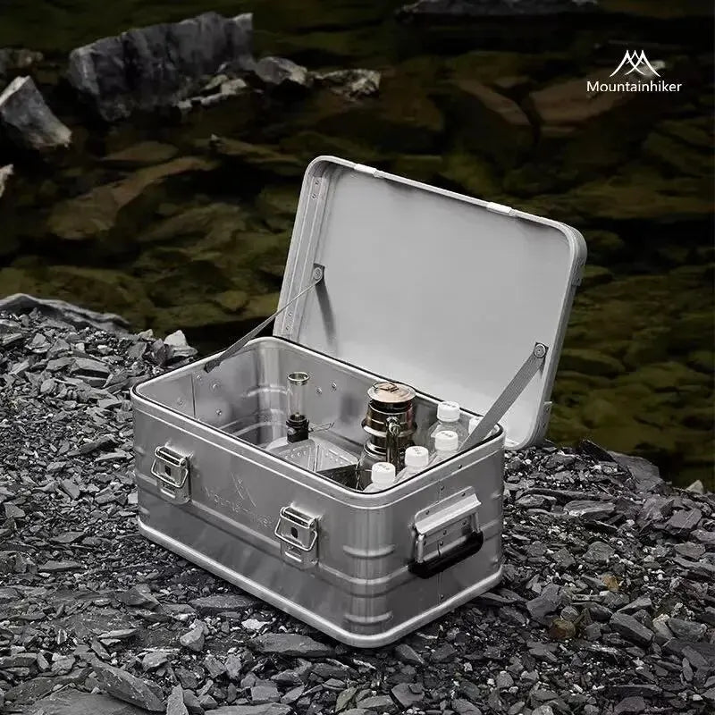 MOUNTAINHIKER 20L 30L 48L 50L 80L Outdoor Storage Box Camping Picnic Travel Aluminum Alloy Large Capacity Box Silver Storage Bag