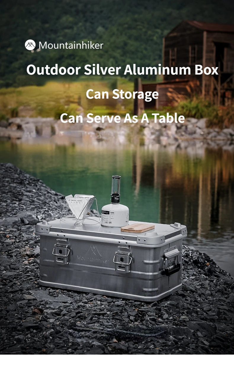 MOUNTAINHIKER 20L 30L 48L 50L 80L Outdoor Storage Box Camping Picnic Travel Aluminum Alloy Large Capacity Box Silver Storage Bag