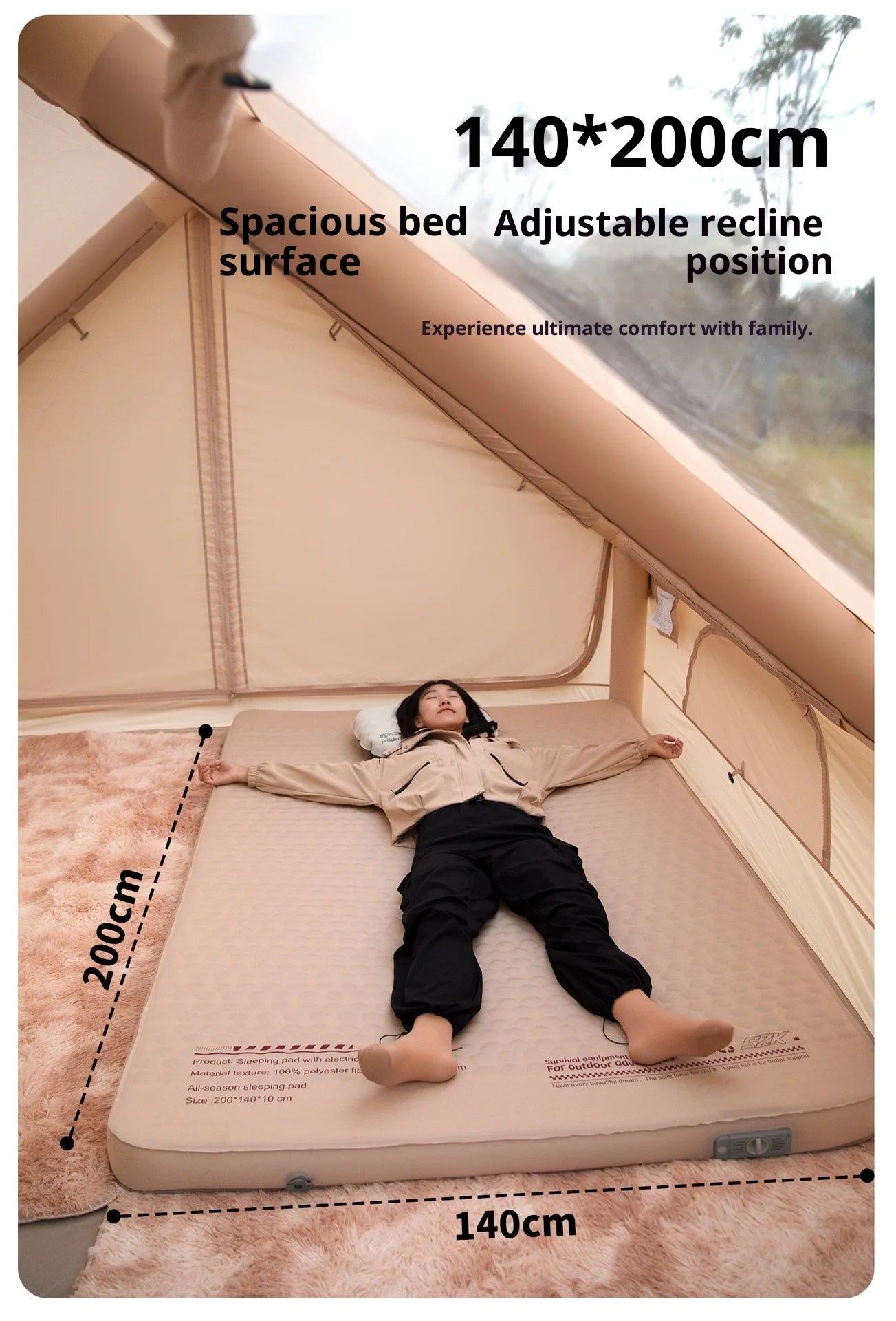 MOUNTAINHIKER 10cm Thick Self-Inflating Air Mattress Outdoor Sleeping Pad Available in 2 Sizes and 3 Colors