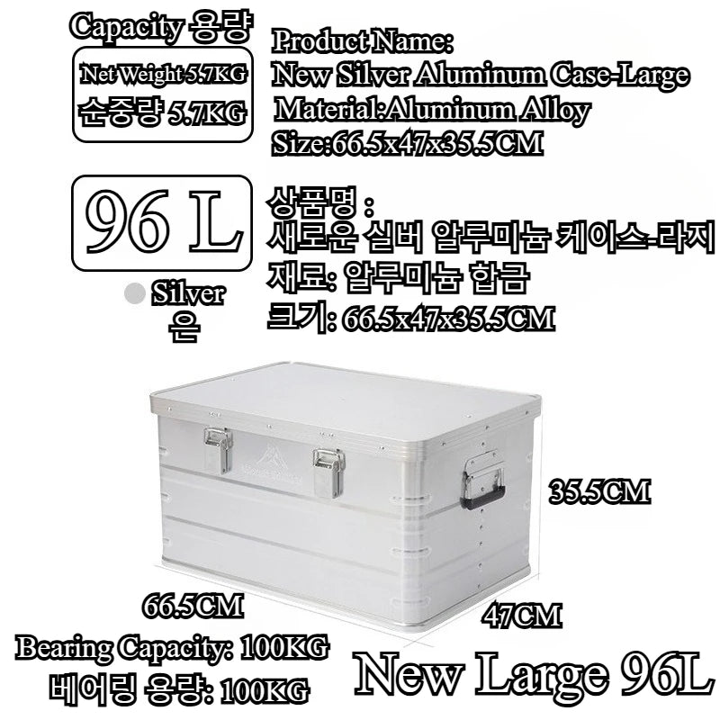 MOUNTAINHIKER 20L 30L 48L 50L 80L Outdoor Storage Box Camping Picnic Travel Aluminum Alloy Large Capacity Box Silver Storage Bag