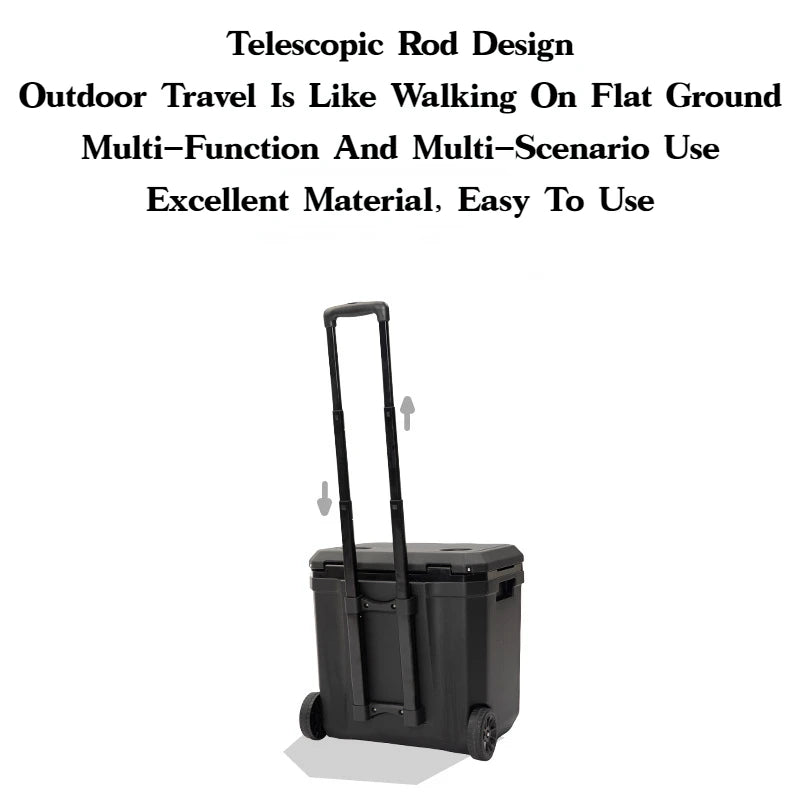 MOUNTAINHIKER 36L Outdoor Refrigerator with Trolley Wheels Incubator Portable Warm Box BBQ Car Pulley Warm Box Refrigerator Box