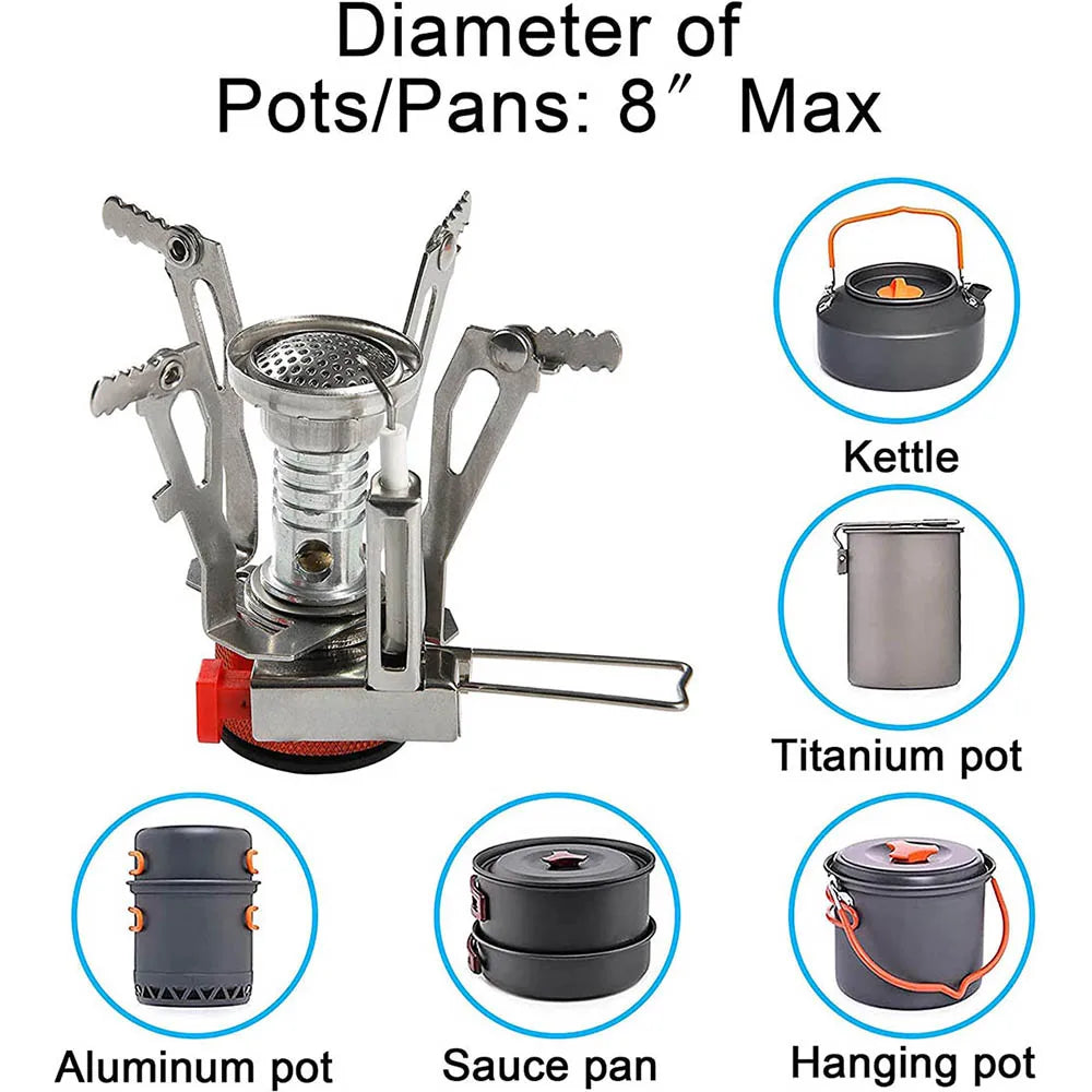 Piezo Ignition Backpacking Stove — Wind-Resistant Burner
