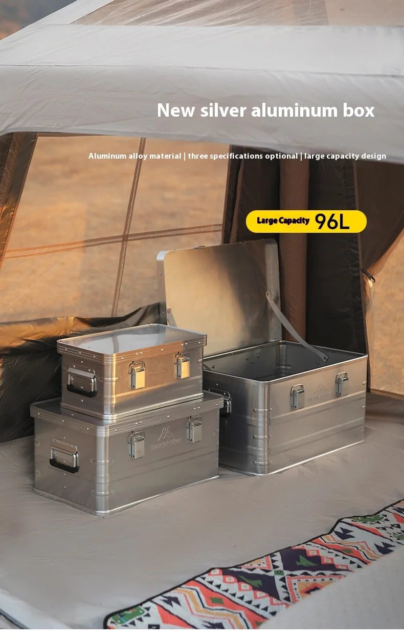 MOUNTAINHIKER 20L 30L 48L 50L 80L Outdoor Storage Box Camping Picnic Travel Aluminum Alloy Large Capacity Box Silver Storage Bag
