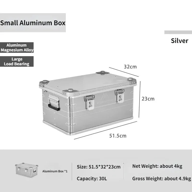 MOUNTAINHIKER 20L 30L 48L 50L 80L Outdoor Storage Box Camping Picnic Travel Aluminum Alloy Large Capacity Box Silver Storage Bag