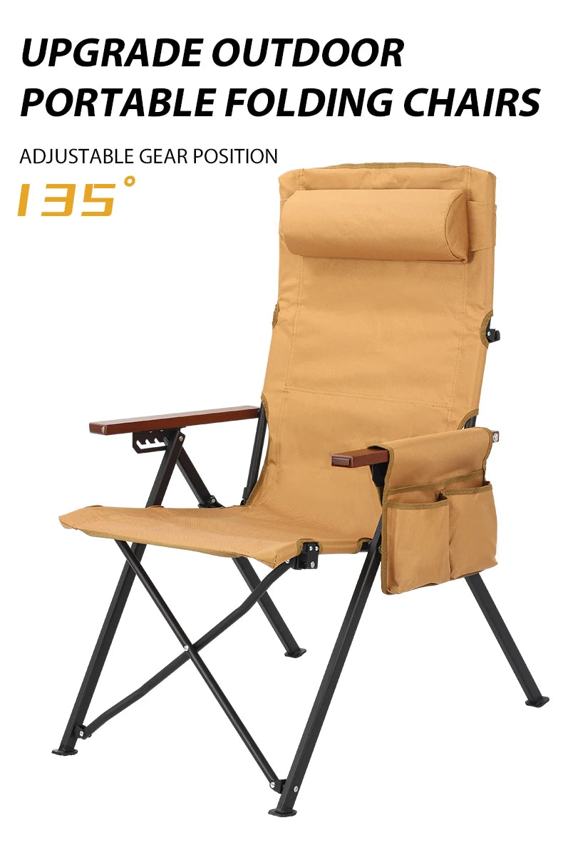 5-Position Reclining Camp Chair with Pillow & Armrests