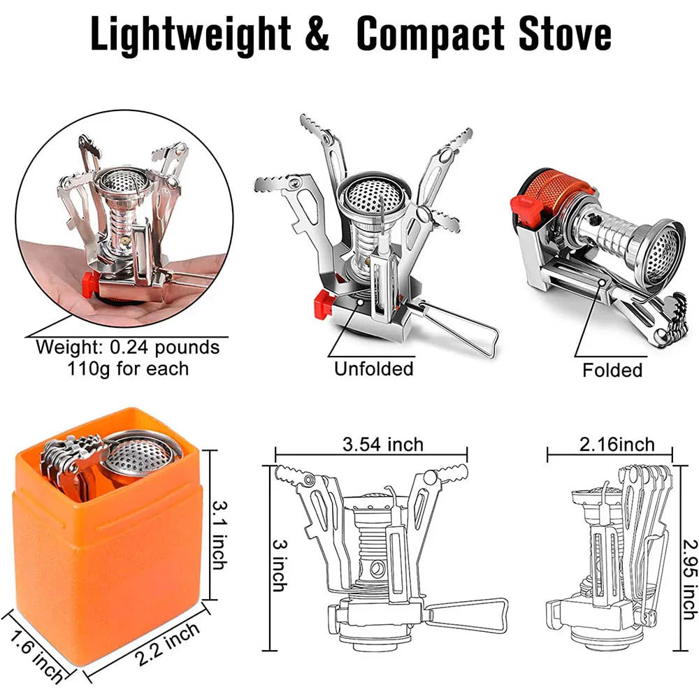 Piezo Ignition Backpacking Stove — Wind-Resistant Burner