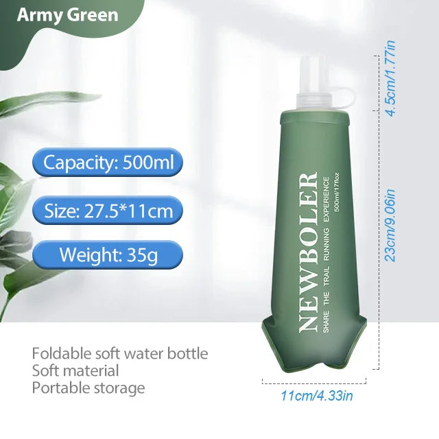 NEWBOLER 150/250/300/500ml Water Bottle TPU Folding Soft Flask Outdoor Sport Running Camping Hiking Travel Portable Water Bottle