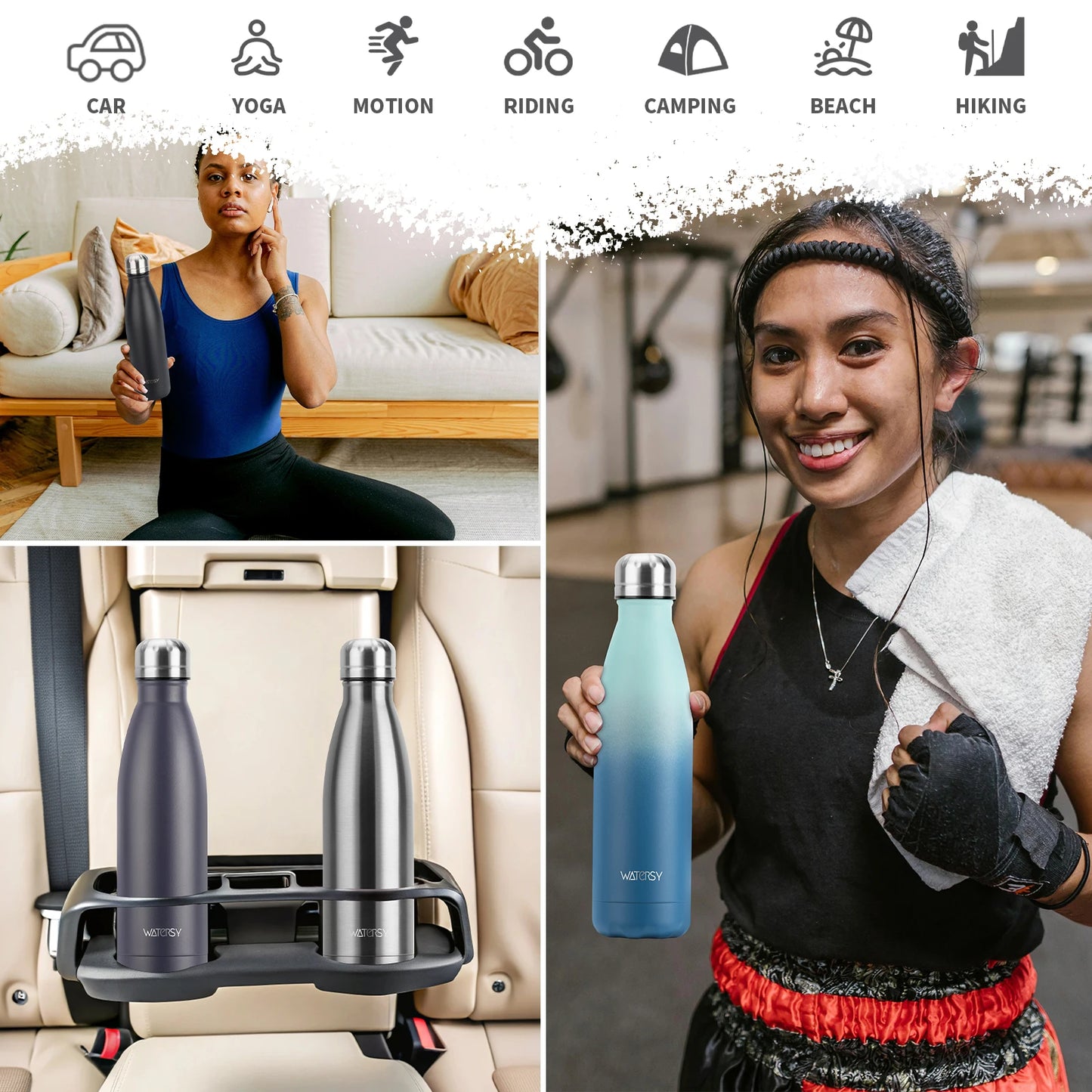 WATERSY 500ml Insulated Stainless Steel Water Bottle