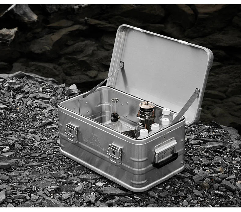 MOUNTAINHIKER 20L 30L 48L 50L 80L Outdoor Storage Box Camping Picnic Travel Aluminum Alloy Large Capacity Box Silver Storage Bag